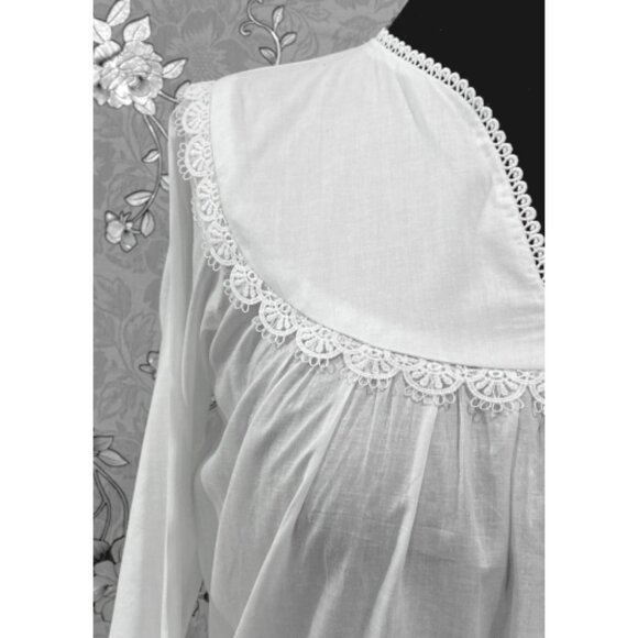 SoieRose 100% Cotton Victorian – Long Sleeve White Vintage Sleepwear SR-1208 - Picture 5 of 9